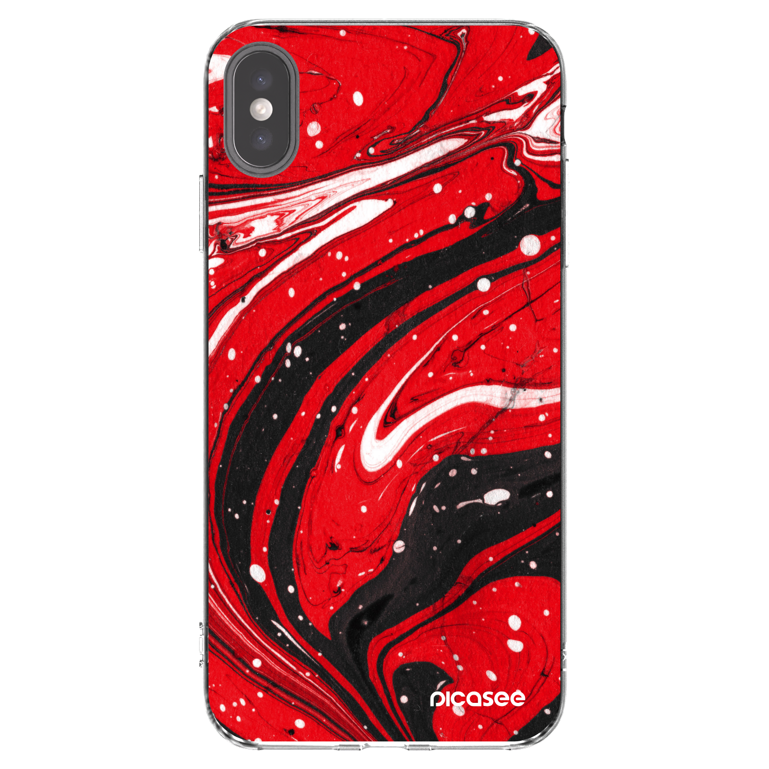 Picasee silikonski prozorni ovitek za Apple iPhone XS Max - Red black
