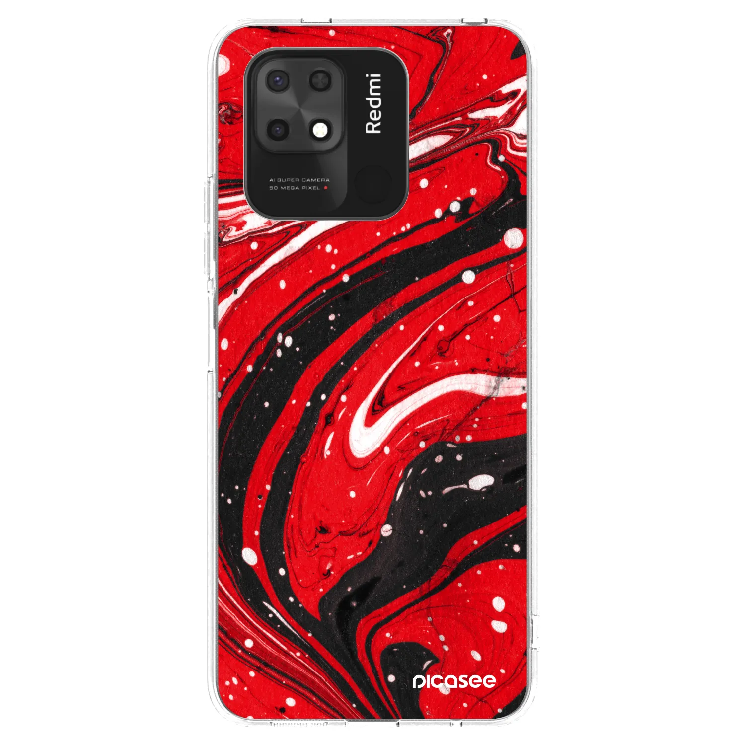 Picasee silikonski prozorni ovitek za Xiaomi Redmi 10C - Red black