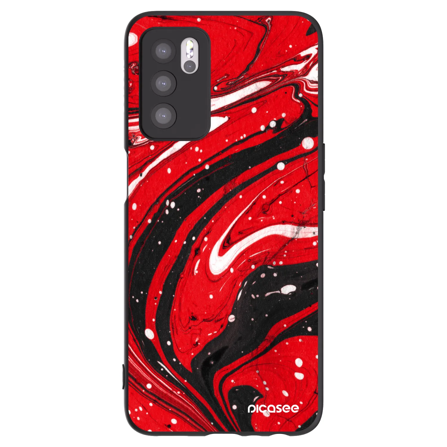 Picasee silikonski črni ovitek za OPPO A16s - Red black
