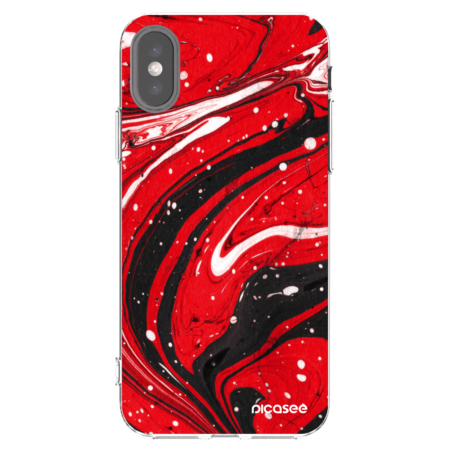 Picasee silikonski prozorni ovitek za Apple iPhone X/XS - Red black