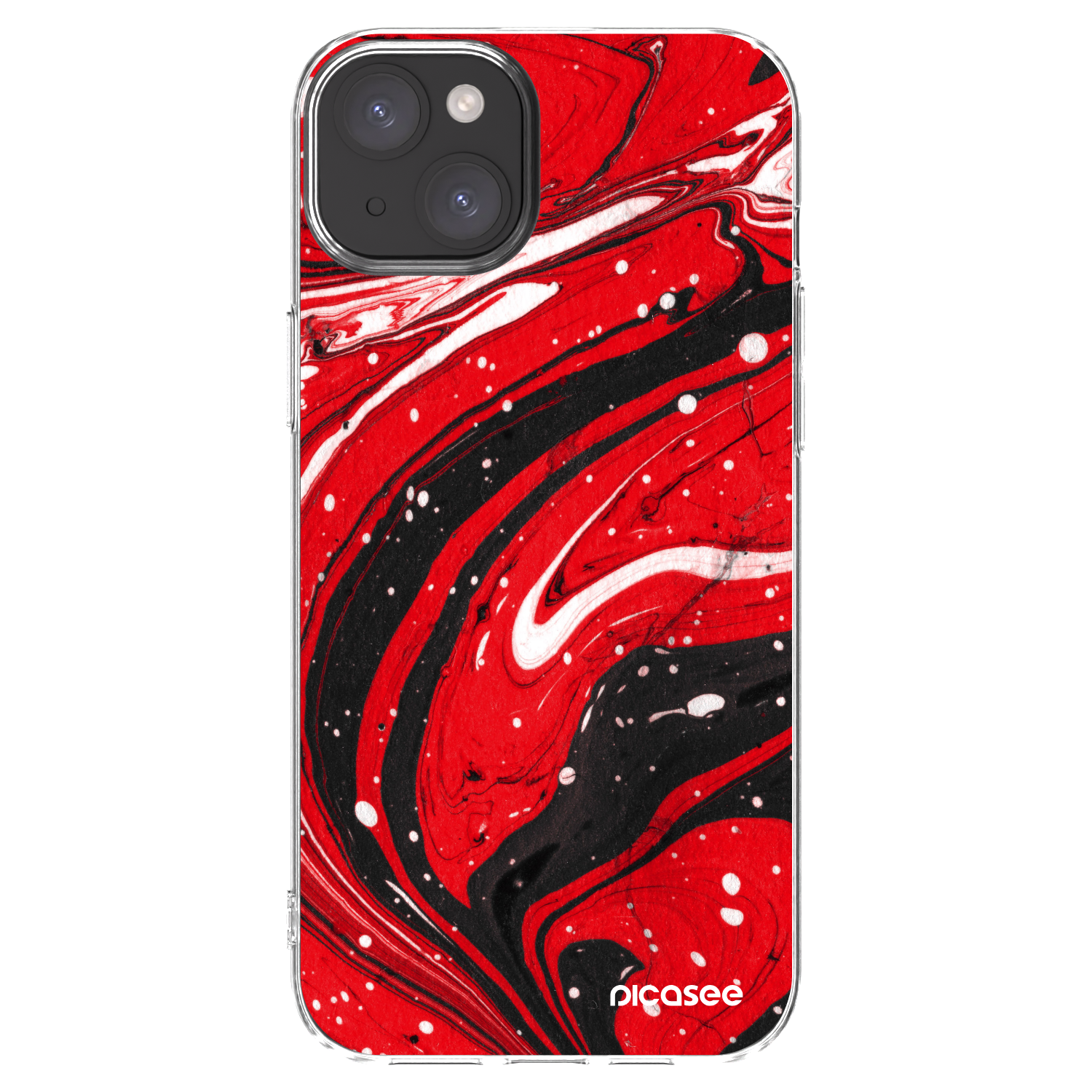 Picasee silikonski prozorni ovitek za Apple iPhone 15 Plus - Red black