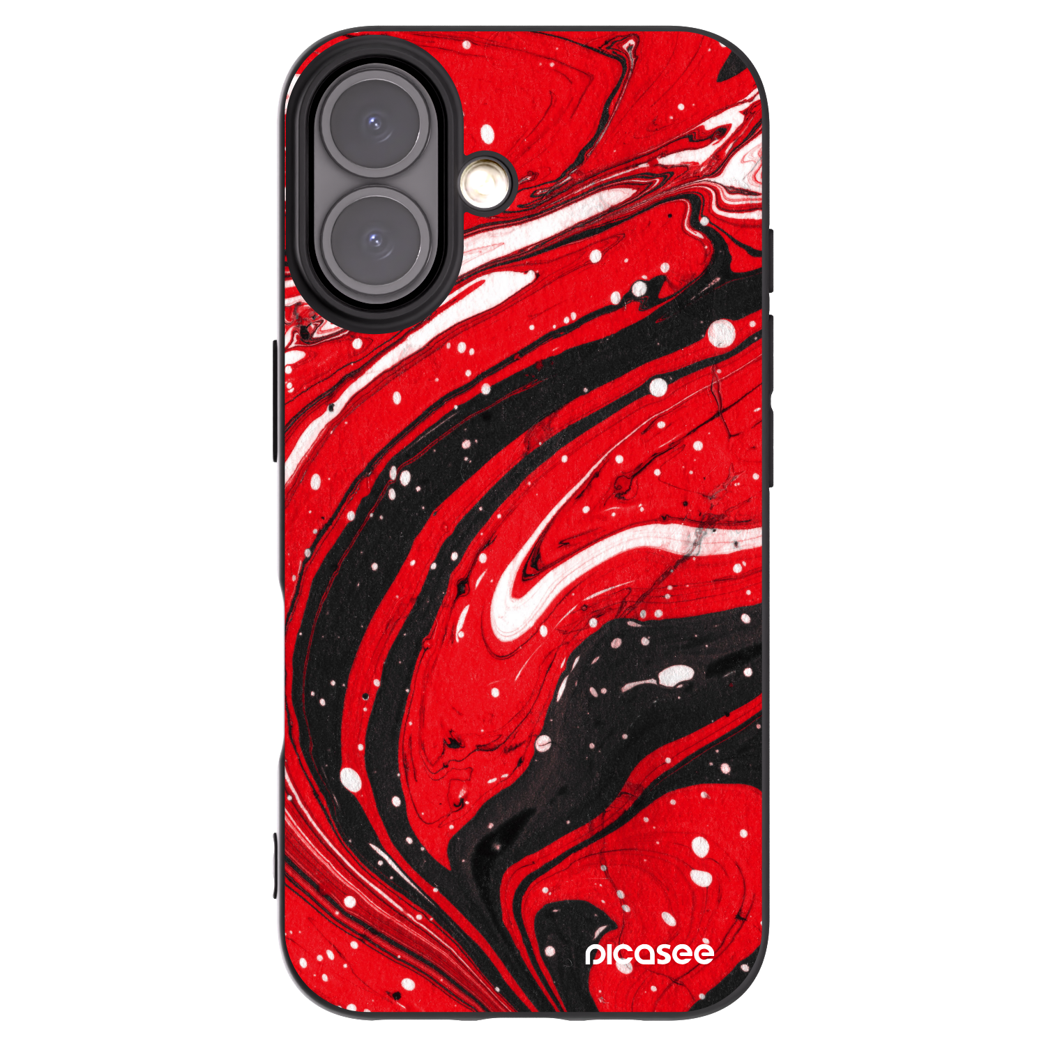 Picasee silikonski črni ovitek za Apple iPhone 16 - Red black