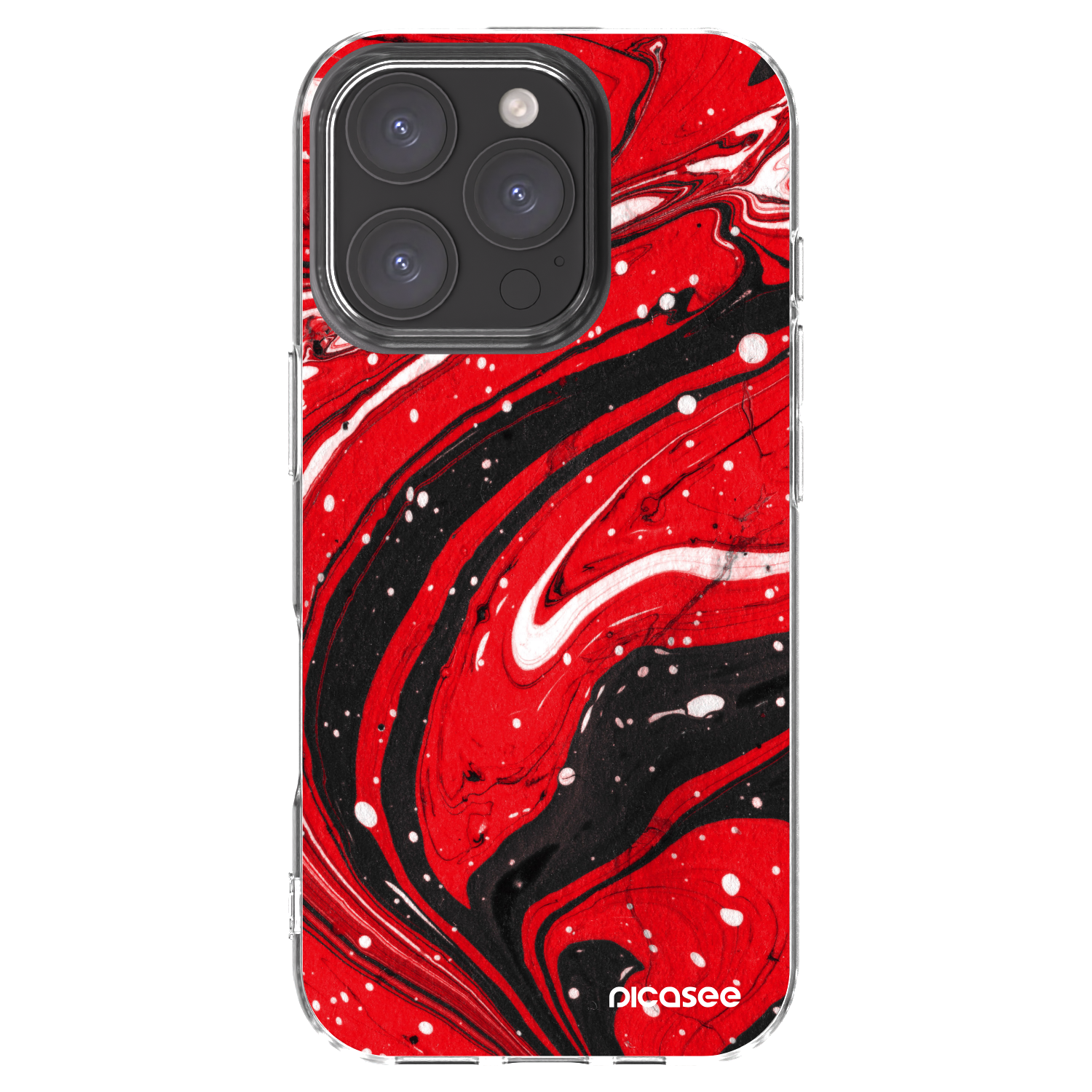 Picasee silikonski prozorni ovitek za Apple iPhone 16 Pro - Red black