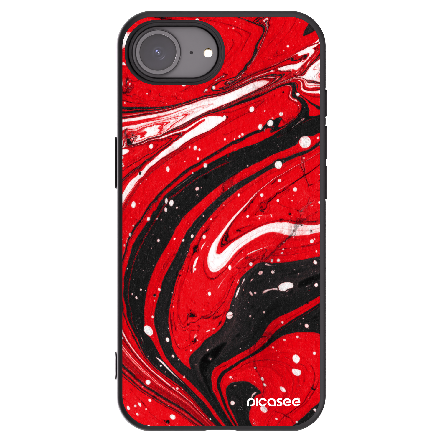 Picasee silikonski črni ovitek za Apple iPhone 16e - Red black