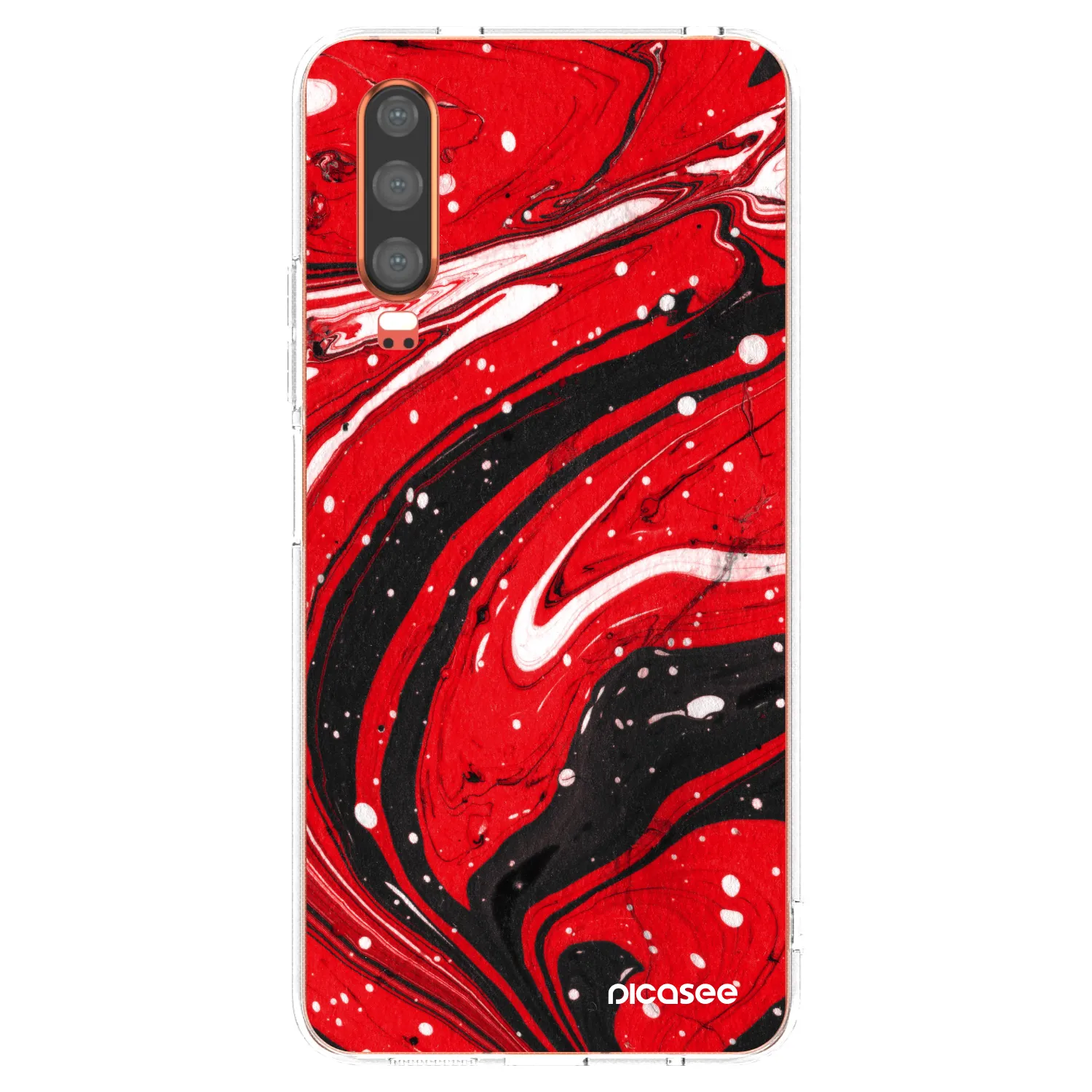 Picasee silikonski prozorni ovitek za Huawei P30 - Red black