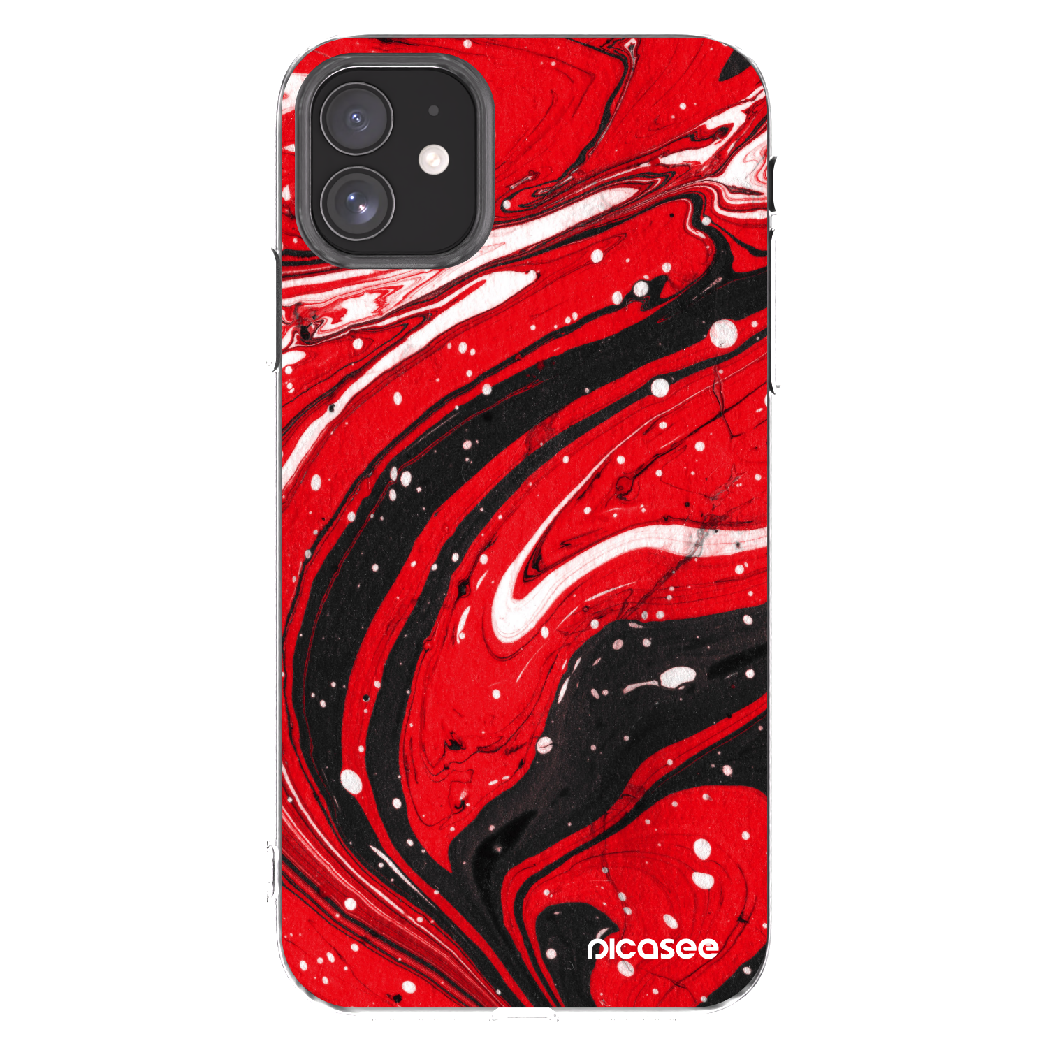 Picasee silikonski prozorni ovitek za Apple iPhone 11 - Red black