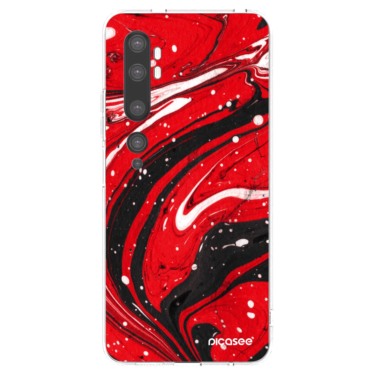 Picasee silikonski prozorni ovitek za Xiaomi Mi Note 10 (Pro) - Red black