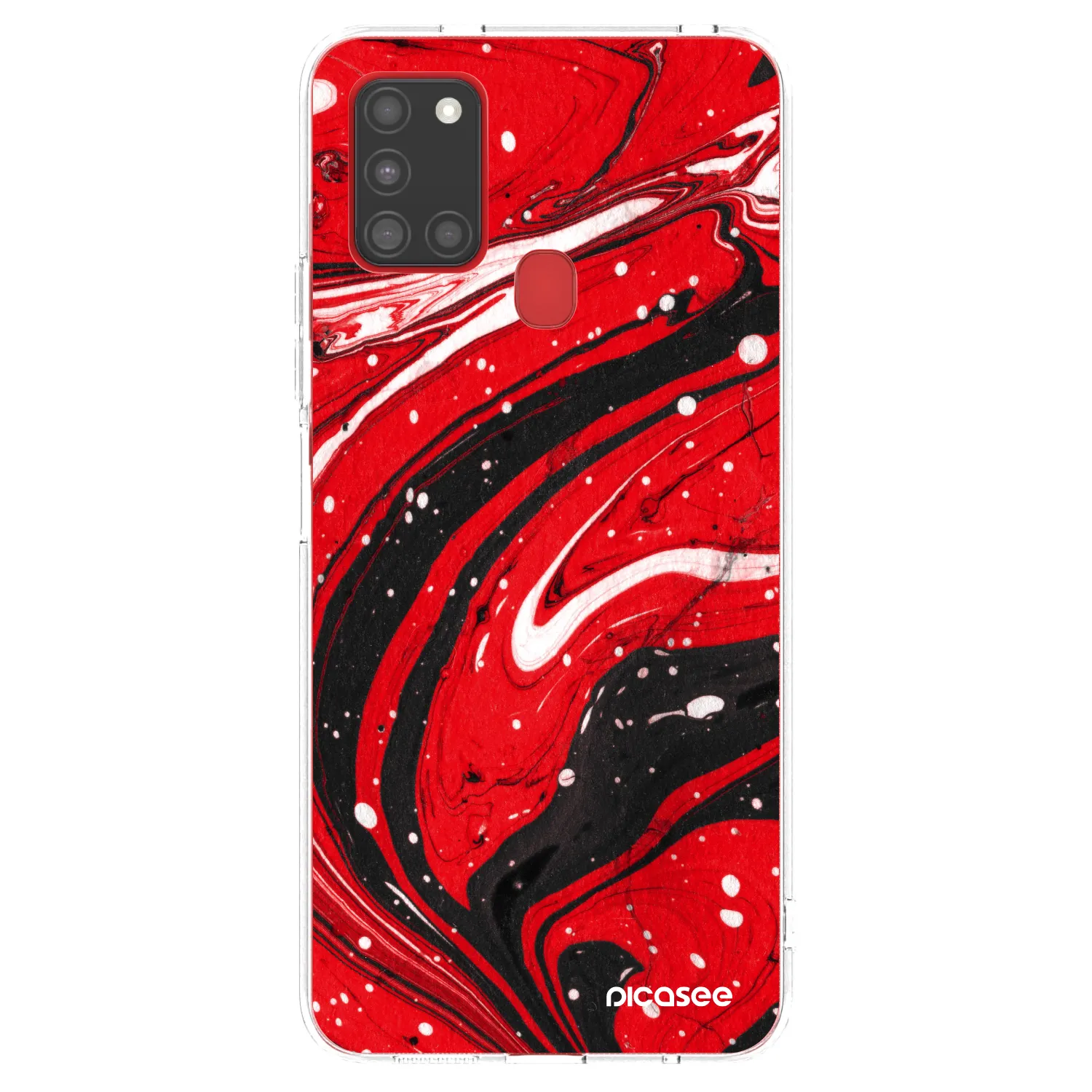 Picasee silikonski prozorni ovitek za Samsung Galaxy A21s - Red black