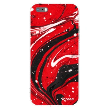 Picasee silikonski prozorni ovitek za Apple iPhone 5/5S/SE - Red black