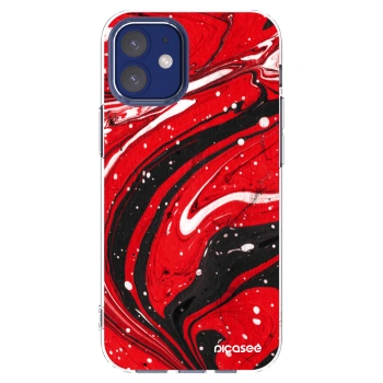 Picasee silikonski prozorni ovitek za Apple iPhone 12 mini - Red black