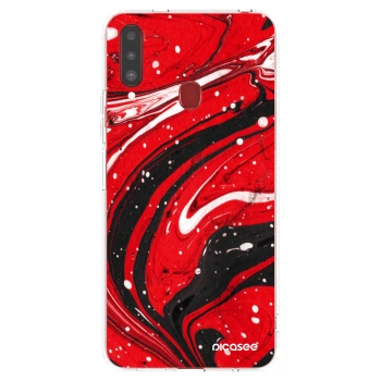 Picasee silikonski prozorni ovitek za Samsung Galaxy A20s - Red black