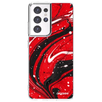 Picasee silikonski prozorni ovitek za Samsung Galaxy S21 Ultra 5G G998B - Red black