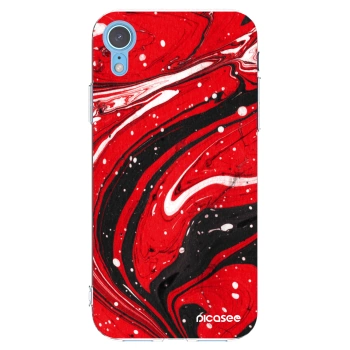 Picasee silikonski prozorni ovitek za Apple iPhone XR - Red black