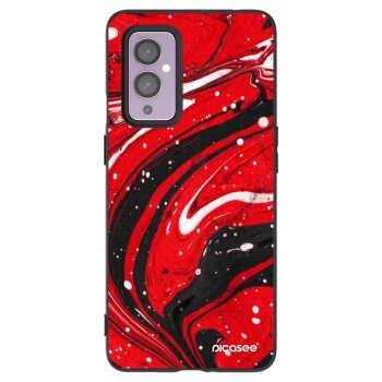 Picasee silikonski črni ovitek za OnePlus 9 - Red black