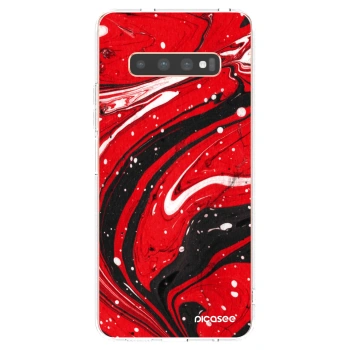 Picasee silikonski prozorni ovitek za Samsung Galaxy S10 Plus G975 - Red black
