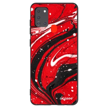 Picasee silikonski črni ovitek za Samsung Galaxy A21s - Red black