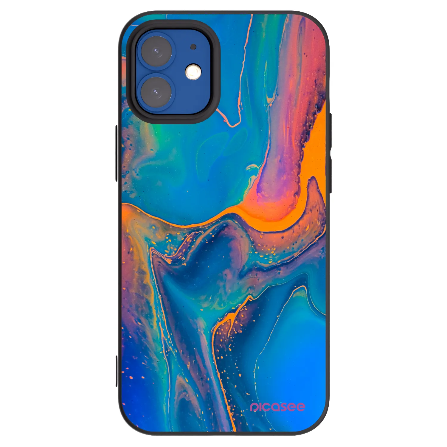 Picasee silikonski črni ovitek za Apple iPhone 12 mini - Rainbow