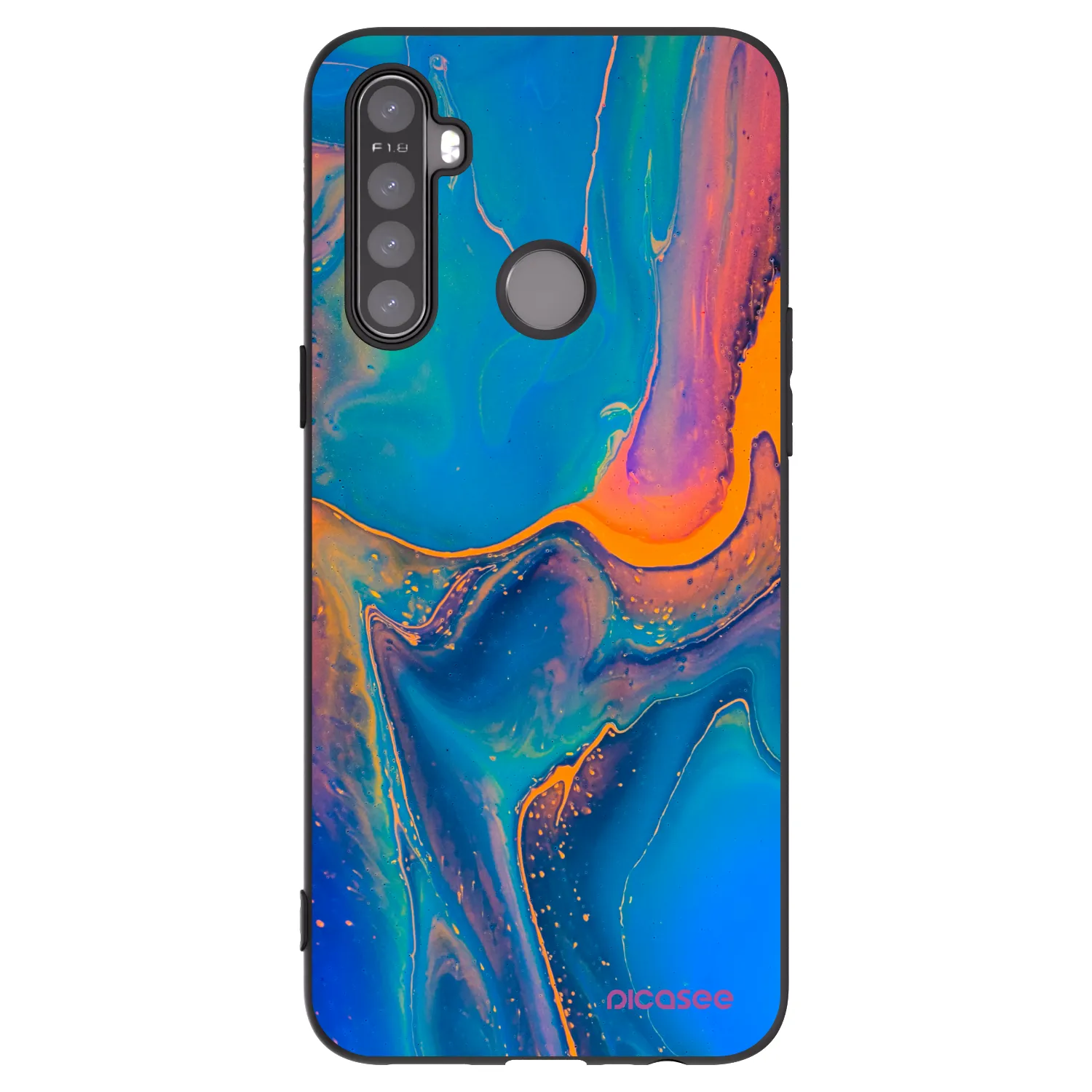 Picasee silikonski črni ovitek za Realme 6i - Rainbow