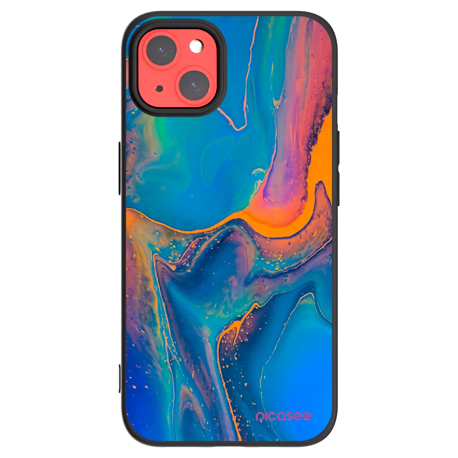 Picasee silikonski črni ovitek za Apple iPhone 13 - Rainbow
