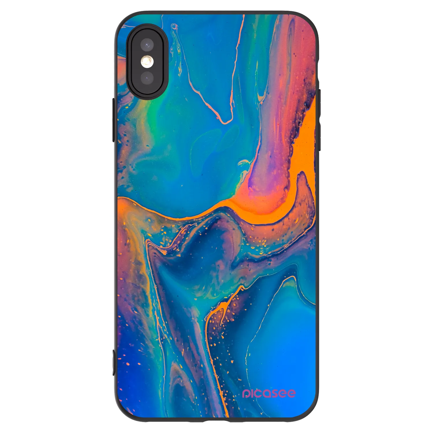 Picasee silikonski črni ovitek za Apple iPhone XS Max - Rainbow