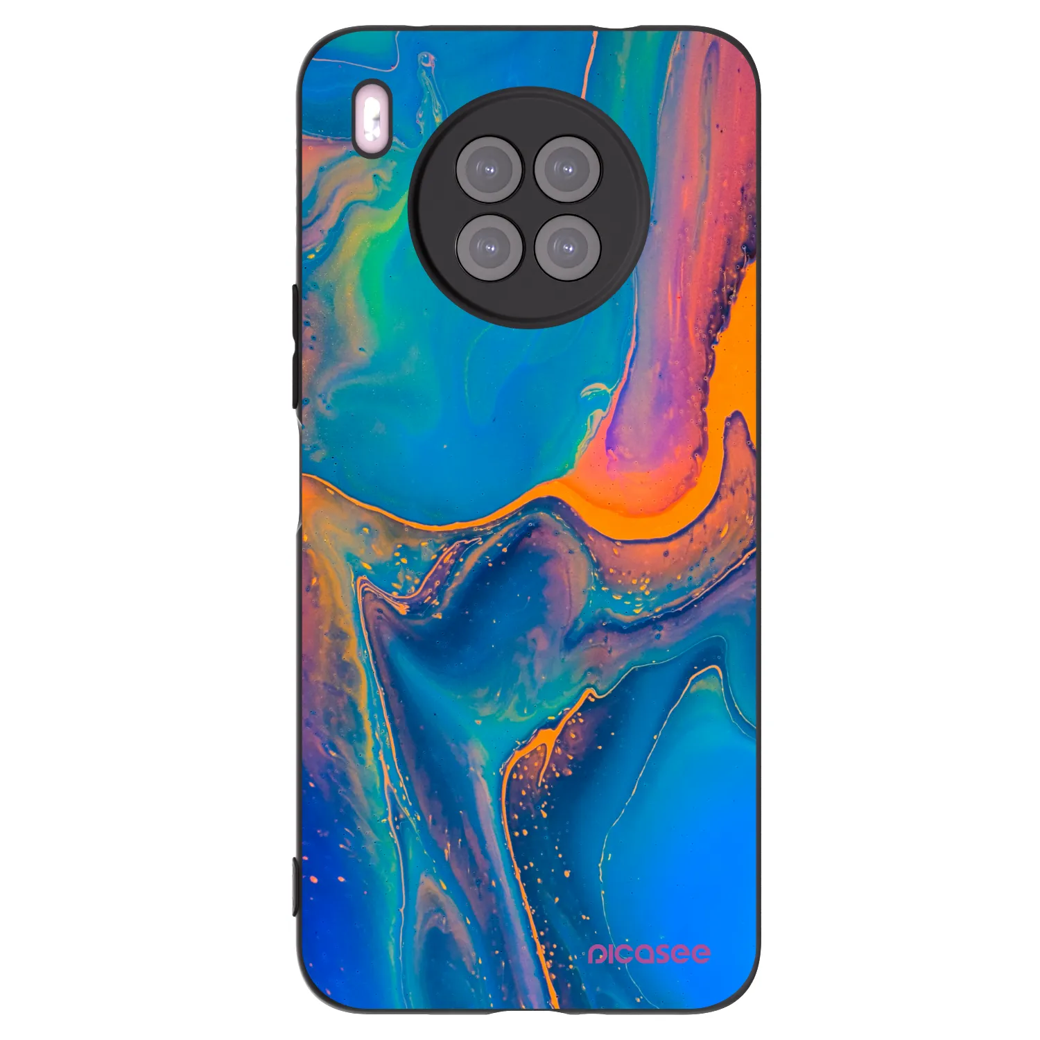 Picasee silikonski črni ovitek za Huawei Nova 8i - Rainbow