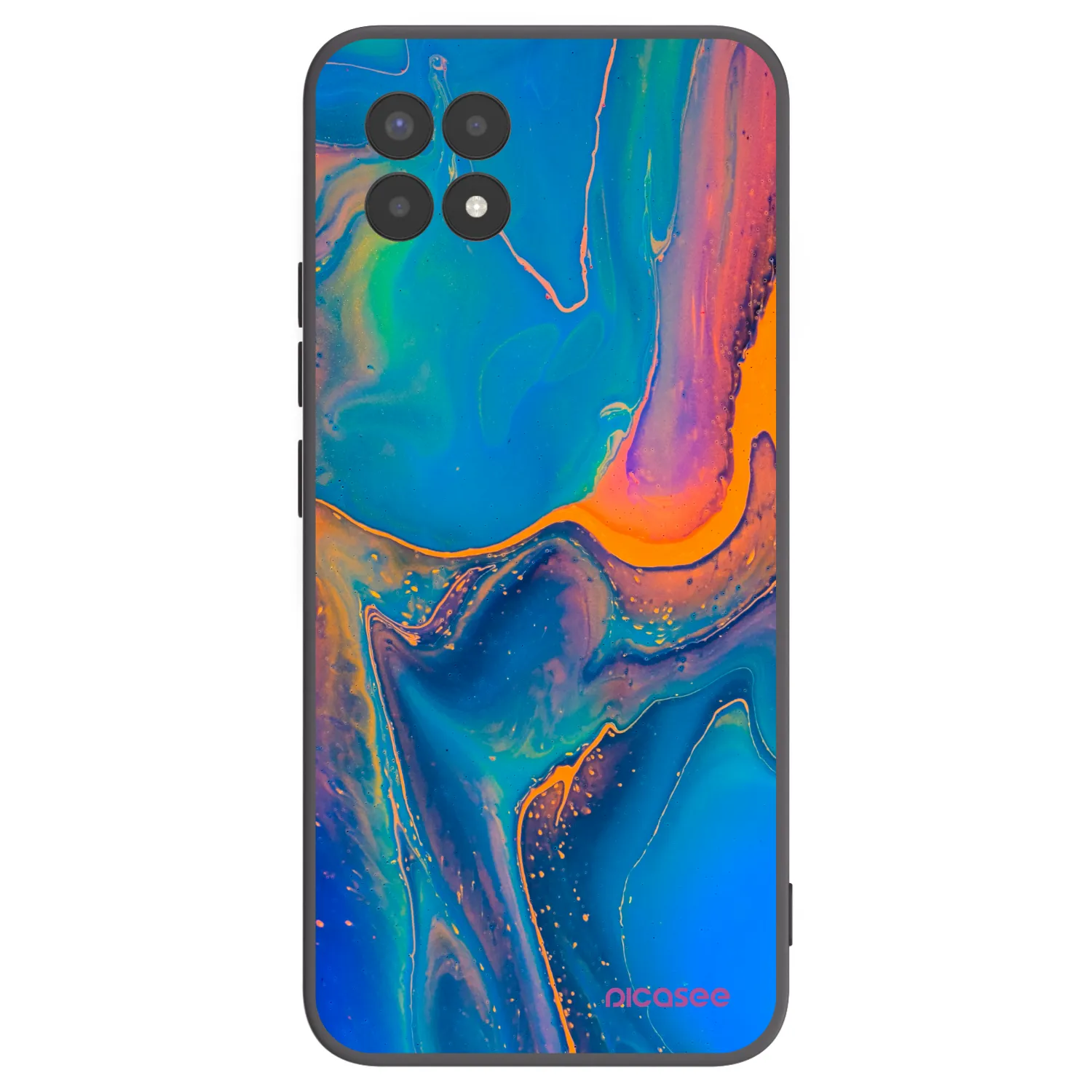 Picasee silikonski črni ovitek za Realme 8i - Rainbow