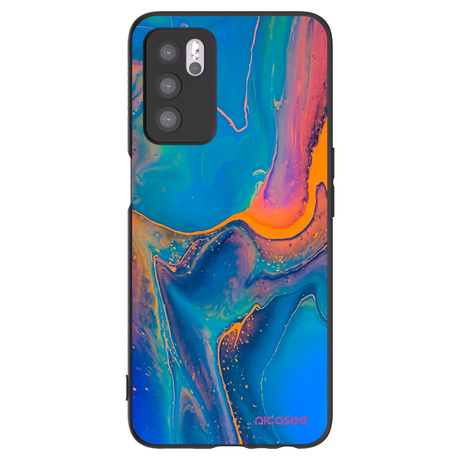 Picasee silikonski črni ovitek za OPPO A16 - Rainbow