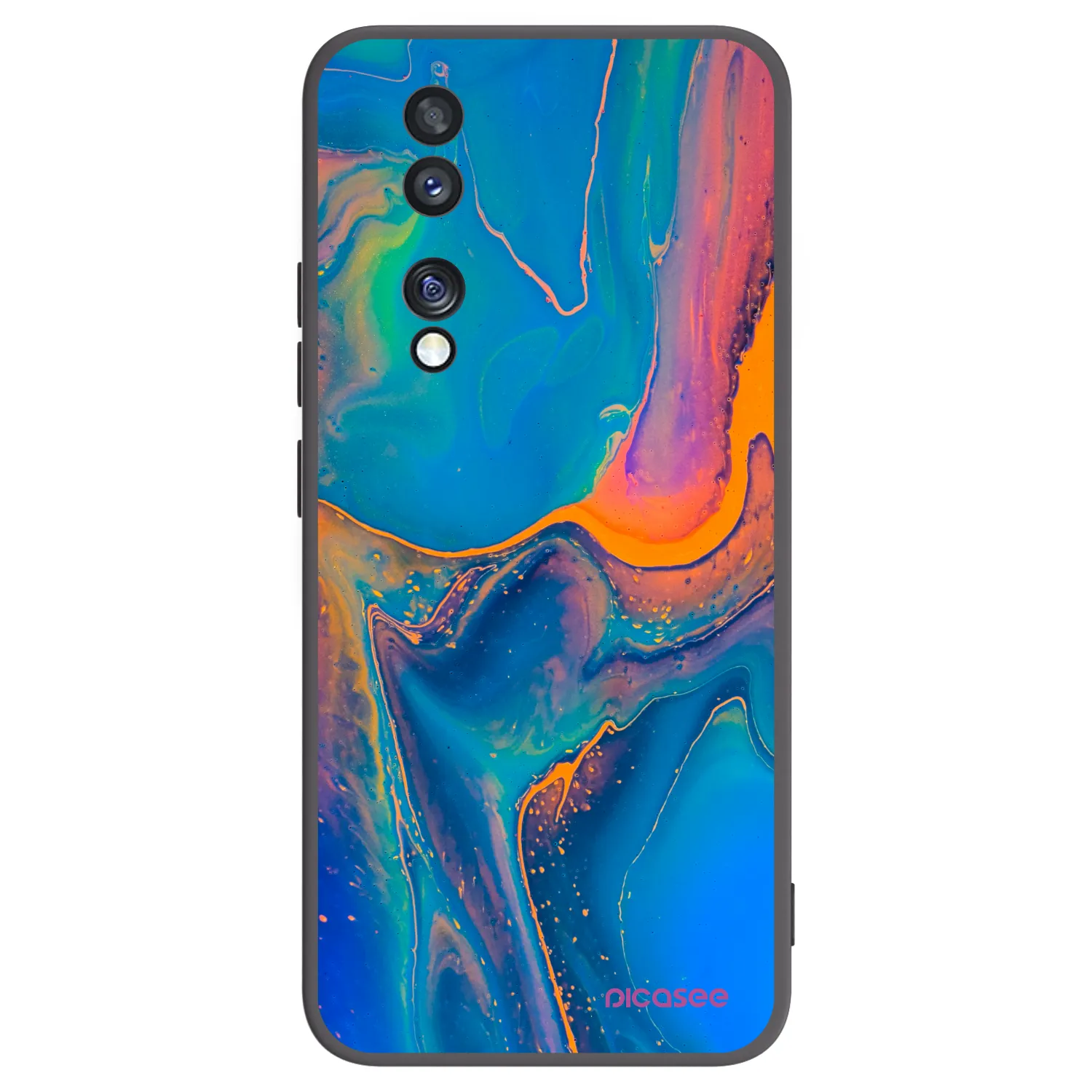 Picasee silikonski črni ovitek za Honor 70 - Rainbow