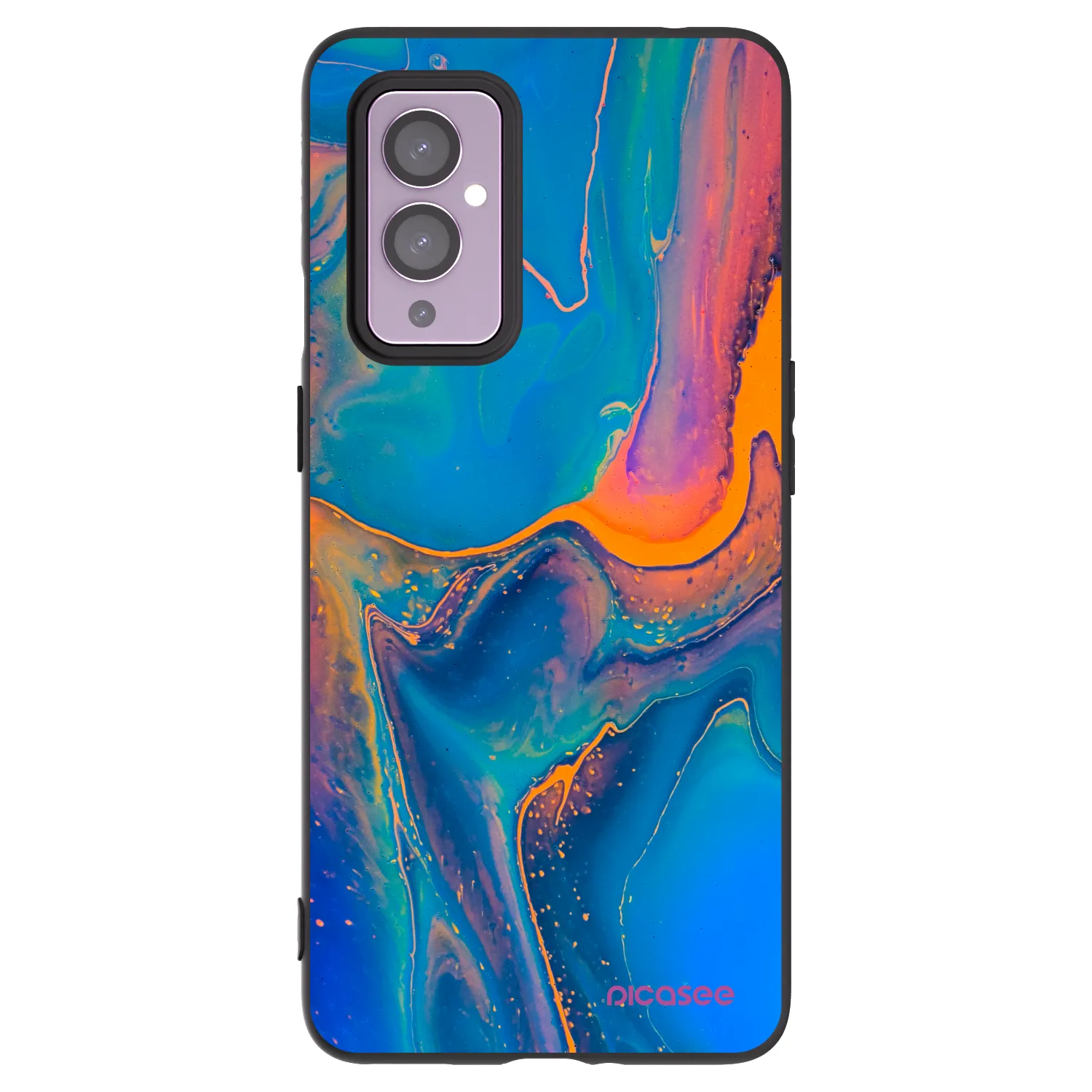 Picasee silikonski črni ovitek za OnePlus 9 - Rainbow