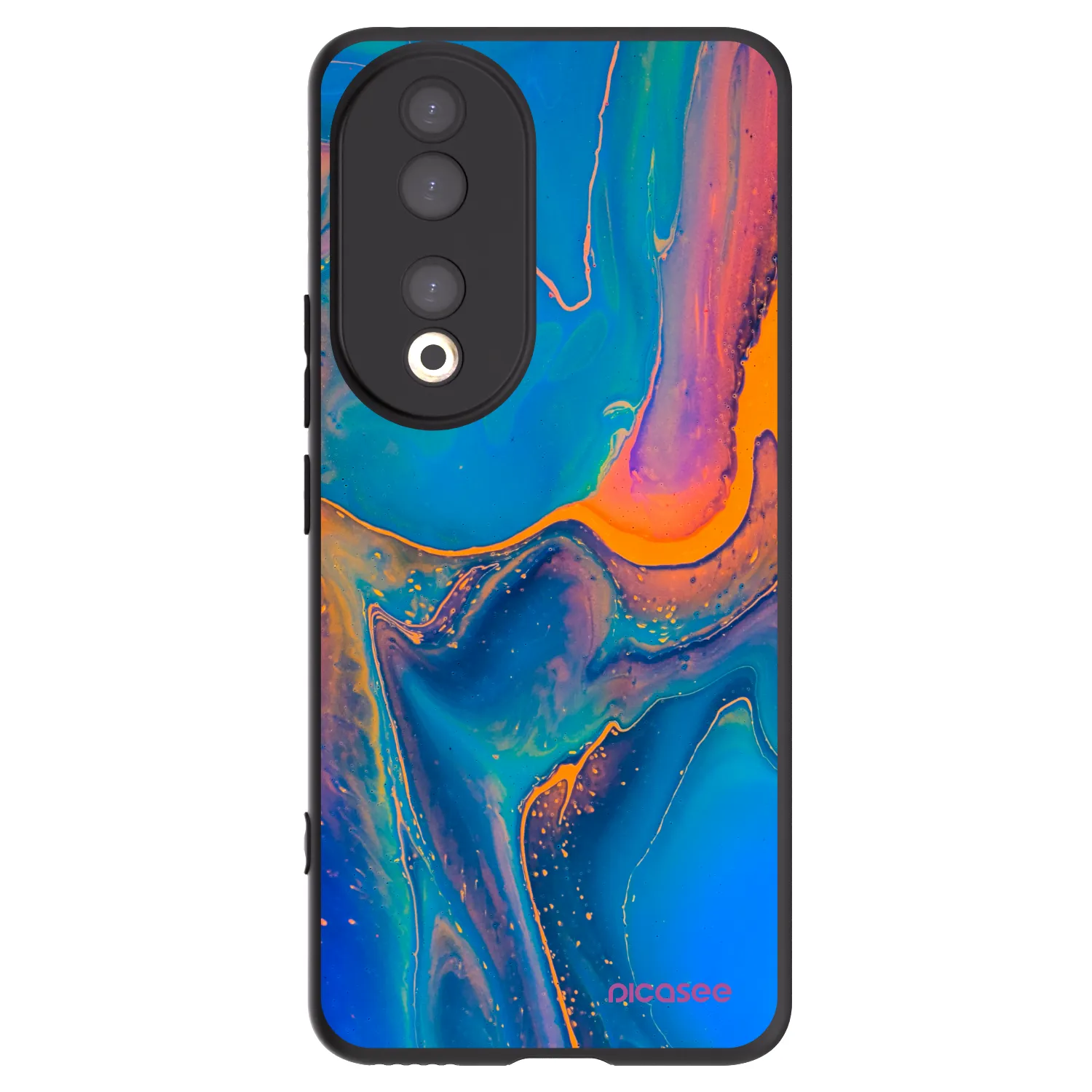Picasee silikonski črni ovitek za Honor 90 5G - Rainbow