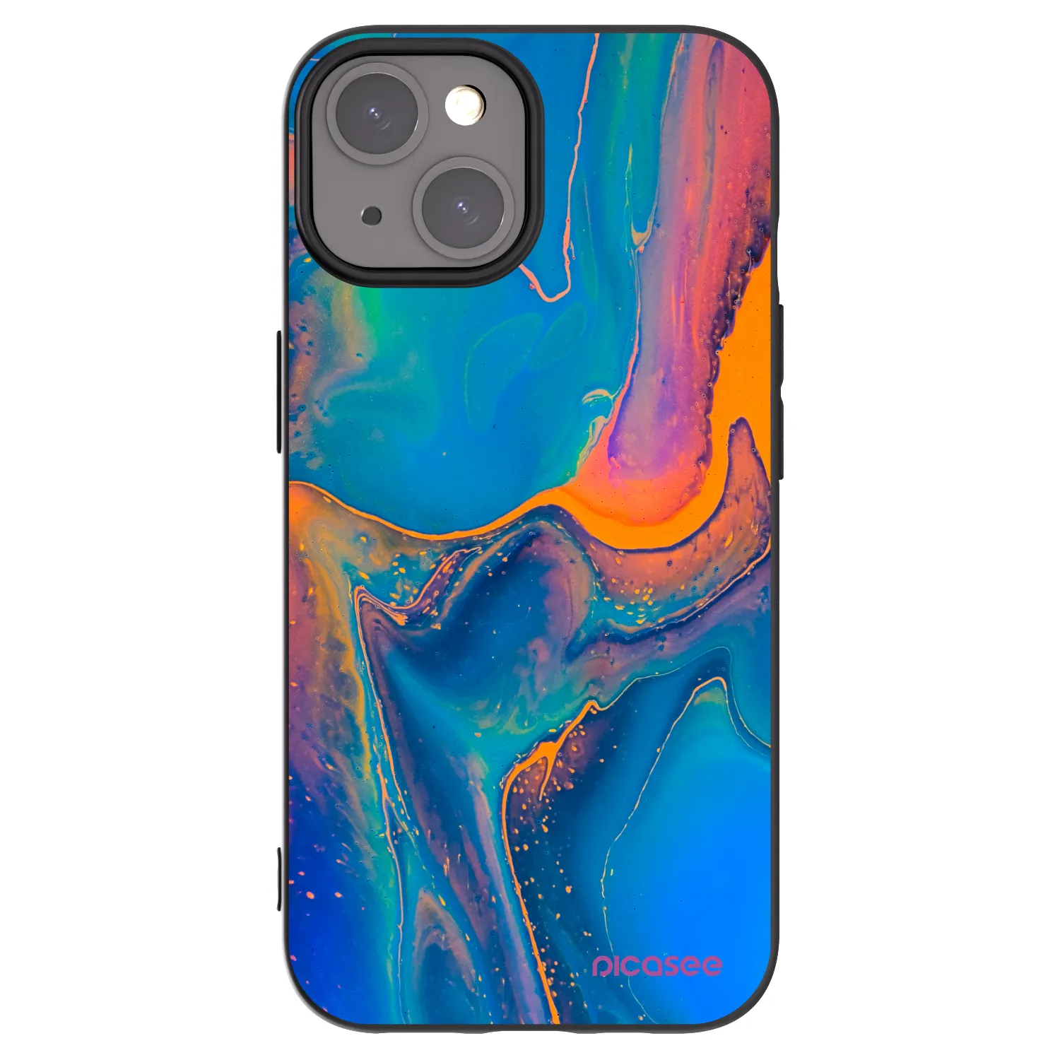 Picasee silikonski črni ovitek za Apple iPhone 15 - Rainbow