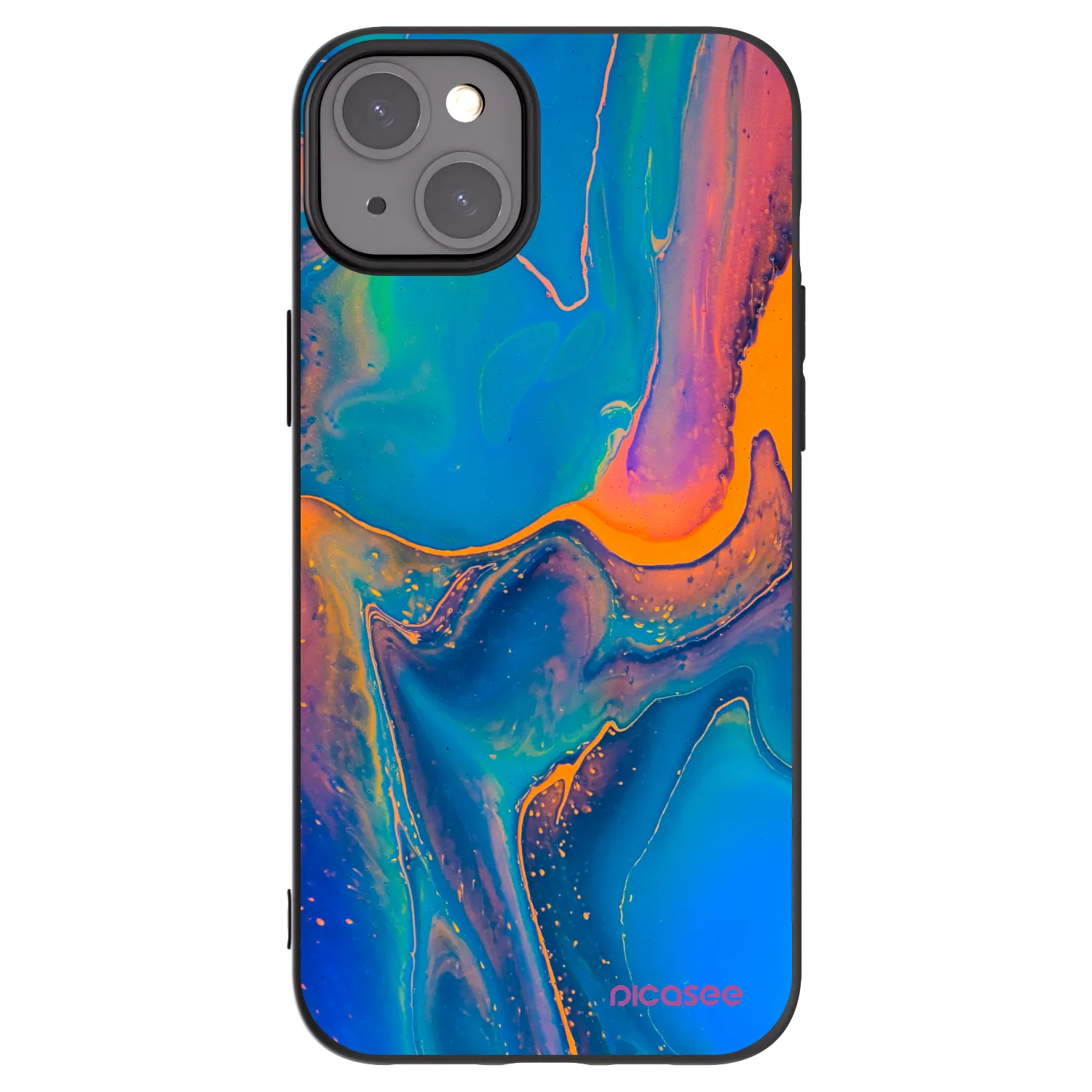 Picasee silikonski črni ovitek za Apple iPhone 15 Plus - Rainbow