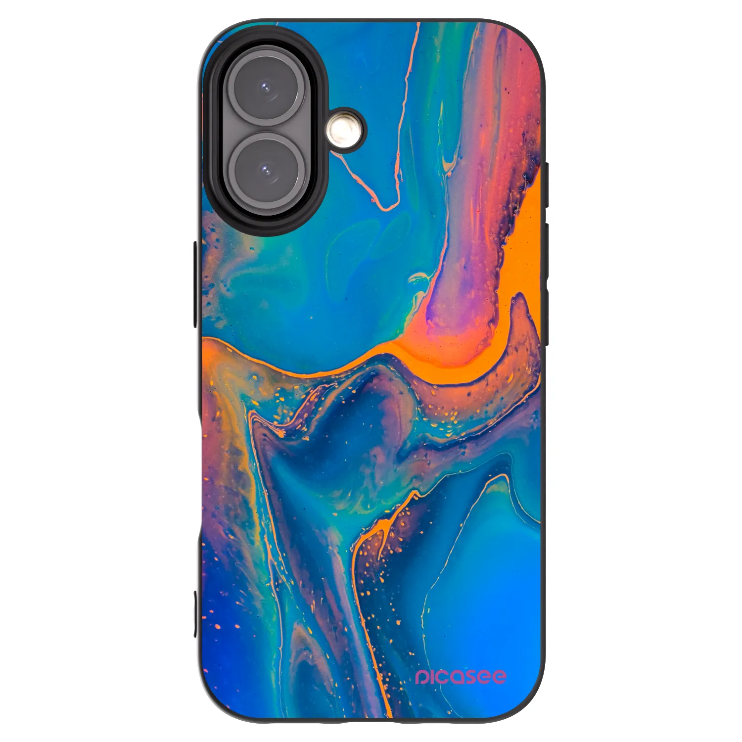 Picasee silikonski črni ovitek za Apple iPhone 16 - Rainbow