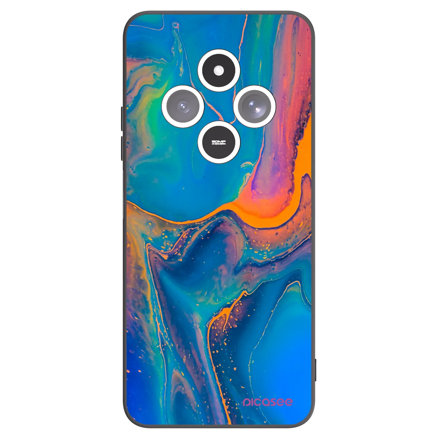 Picasee silikonski črni ovitek za Xiaomi Redmi 14C - Rainbow