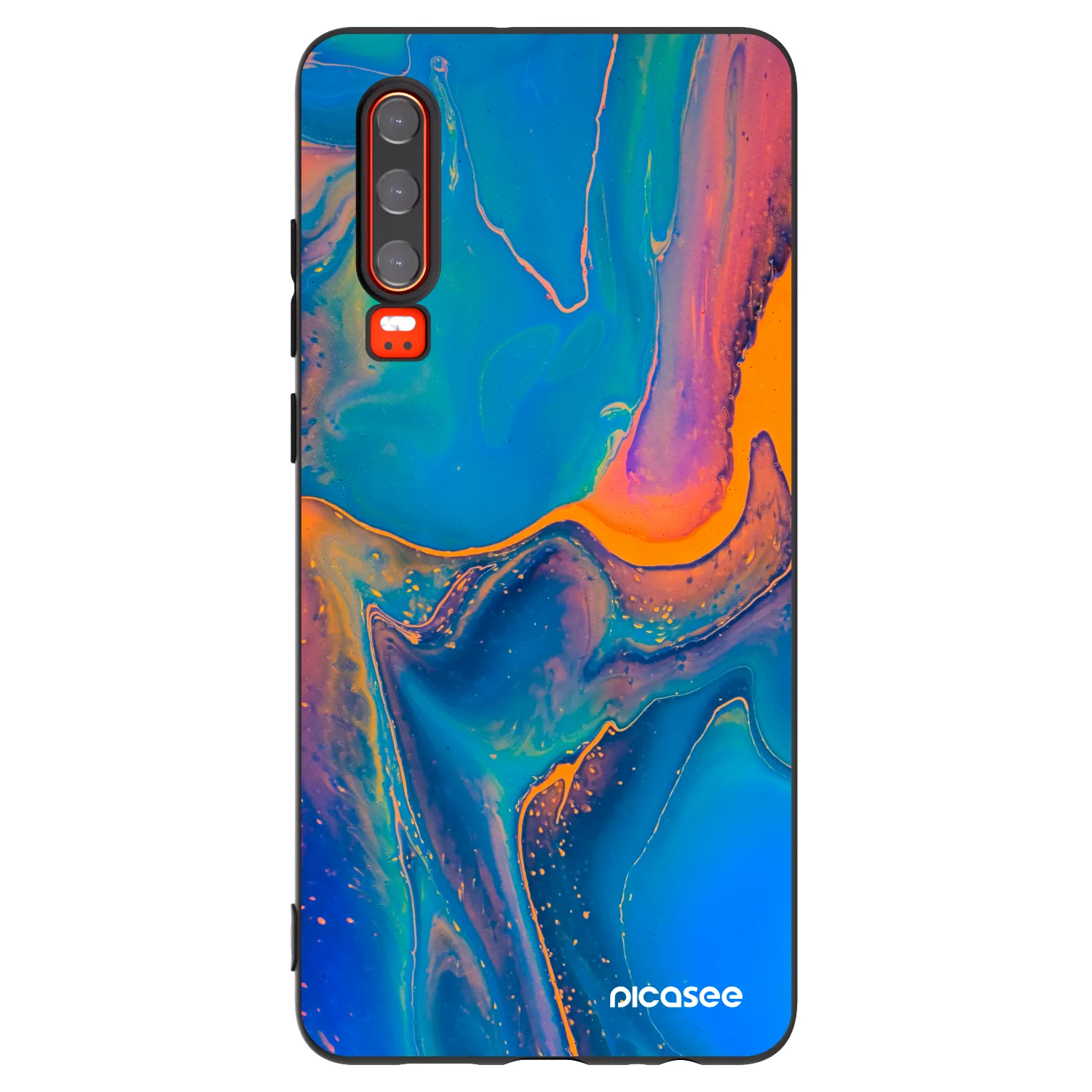 Picasee silikonski črni ovitek za Huawei P30 - Rainbow