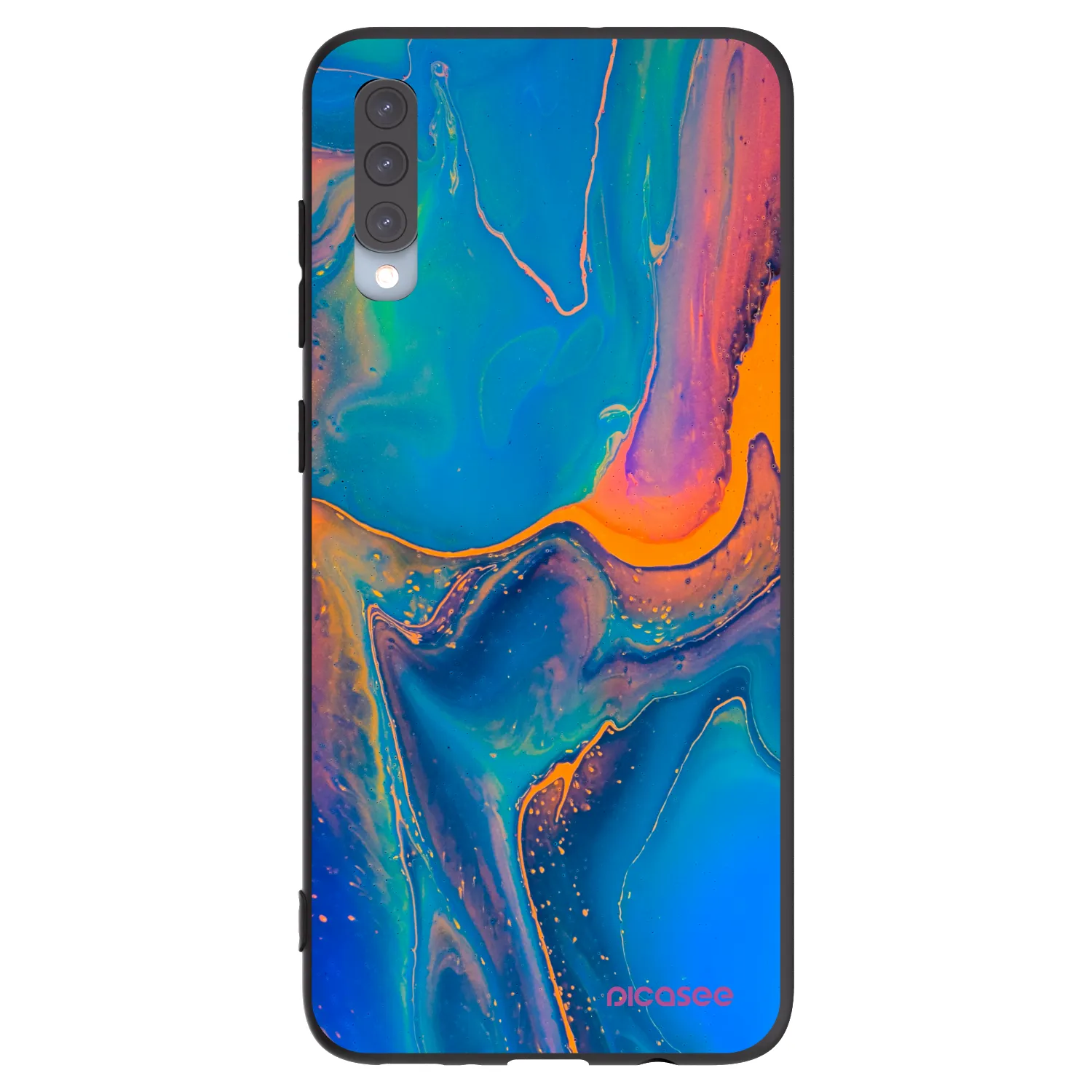 Picasee silikonski črni ovitek za Samsung Galaxy A70 A705F - Rainbow