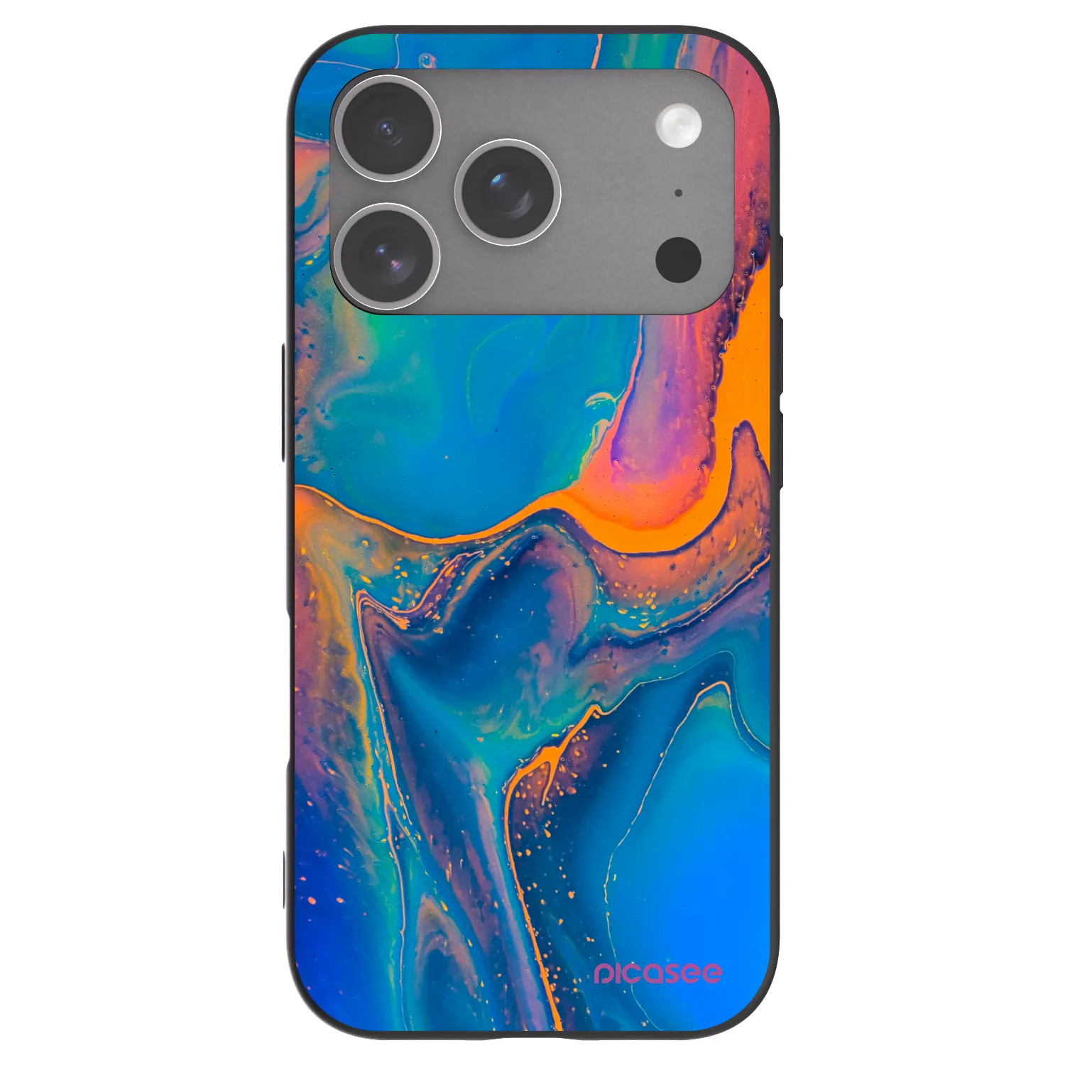 Picasee silikonski črni ovitek za Apple iPhone 18 Pro - Rainbow