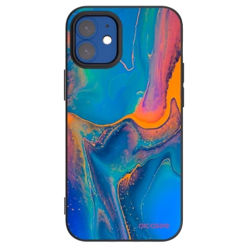 Picasee silikonski črni ovitek za Apple iPhone 12 mini - Rainbow