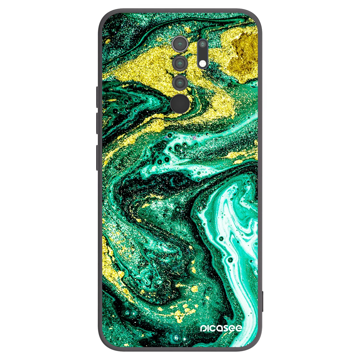 Picasee silikonski črni ovitek za Xiaomi Redmi 9 - Green Gold
