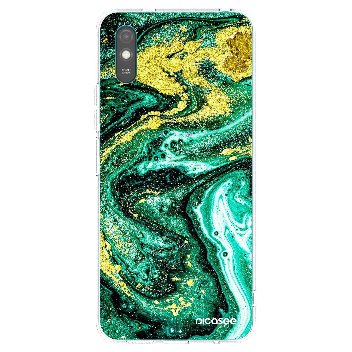 Picasee silikonski prozorni ovitek za Xiaomi Redmi 9A - Green Gold