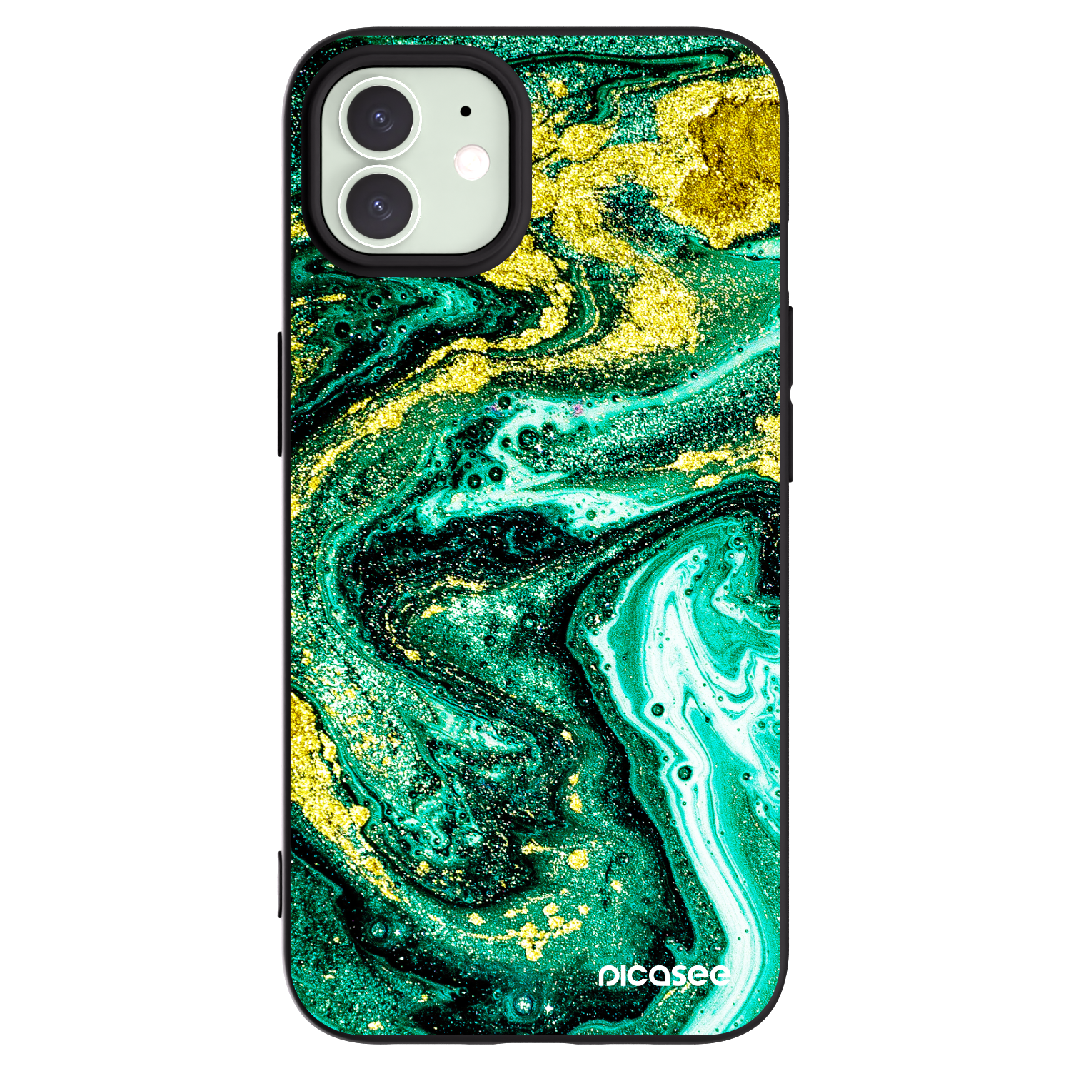 Picasee silikonski črni ovitek za Apple iPhone 12 - Green Gold