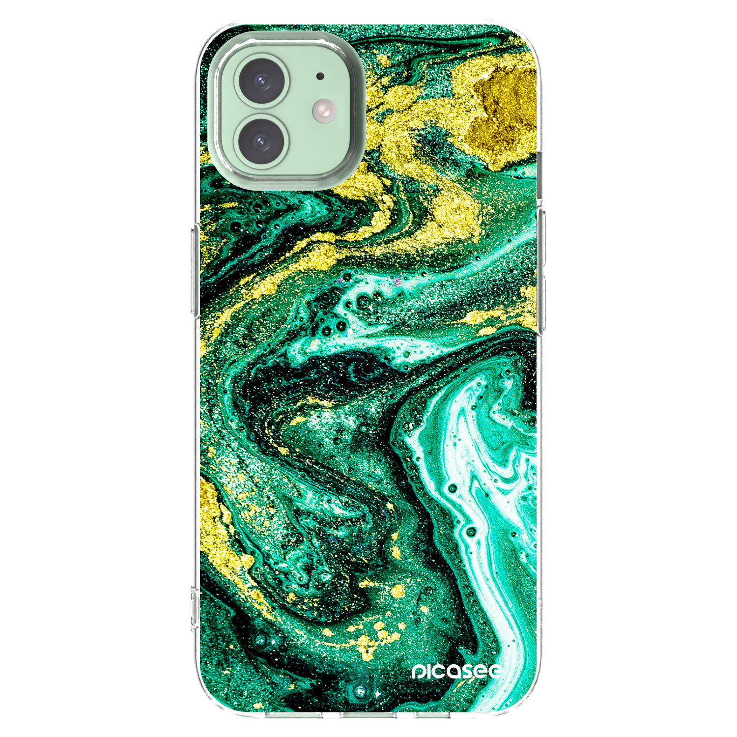 Picasee silikonski prozorni ovitek za Apple iPhone 12 Pro - Green Gold