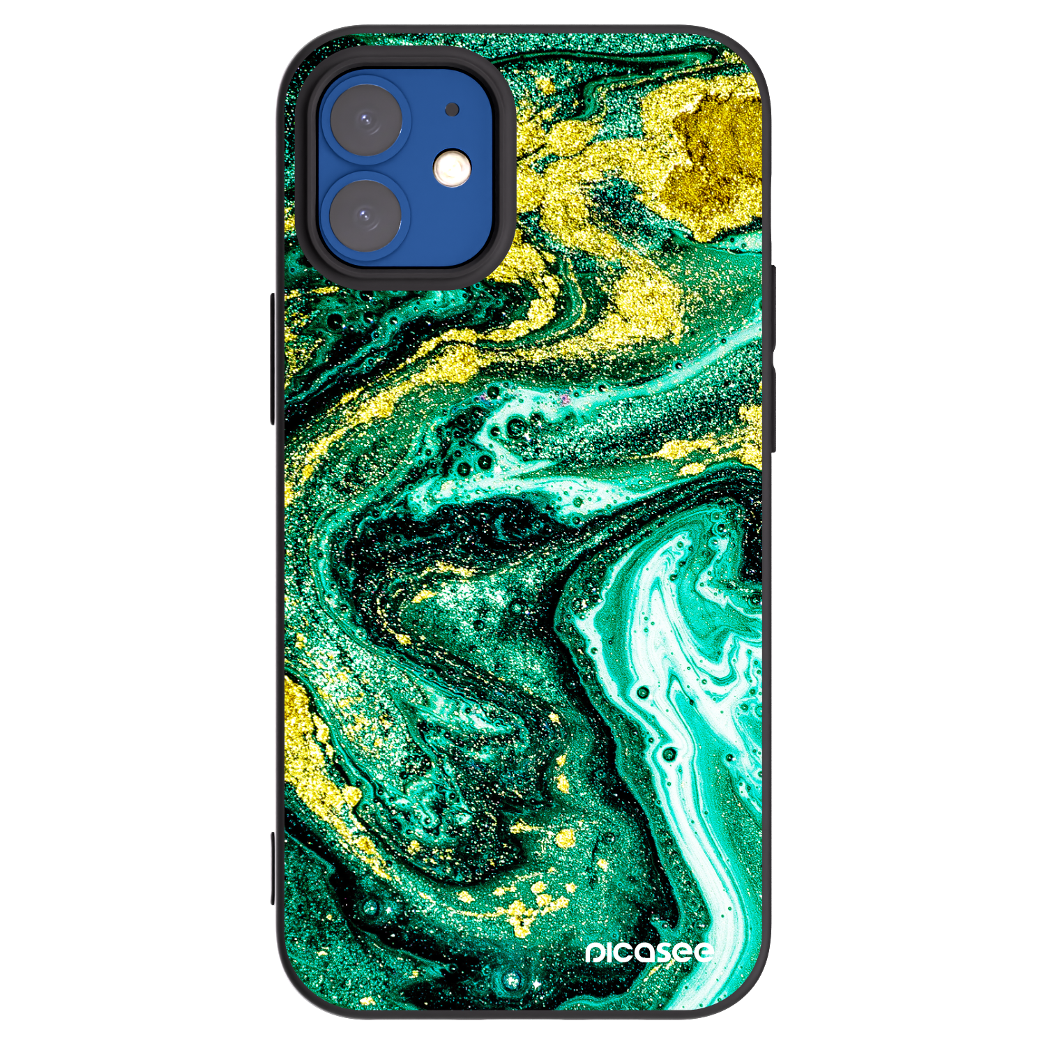 Picasee silikonski črni ovitek za Apple iPhone 12 mini - Green Gold
