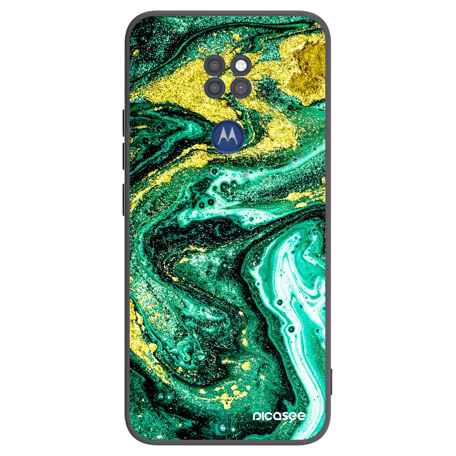 Picasee silikonski črni ovitek za Motorola Moto G9 Play - Green Gold