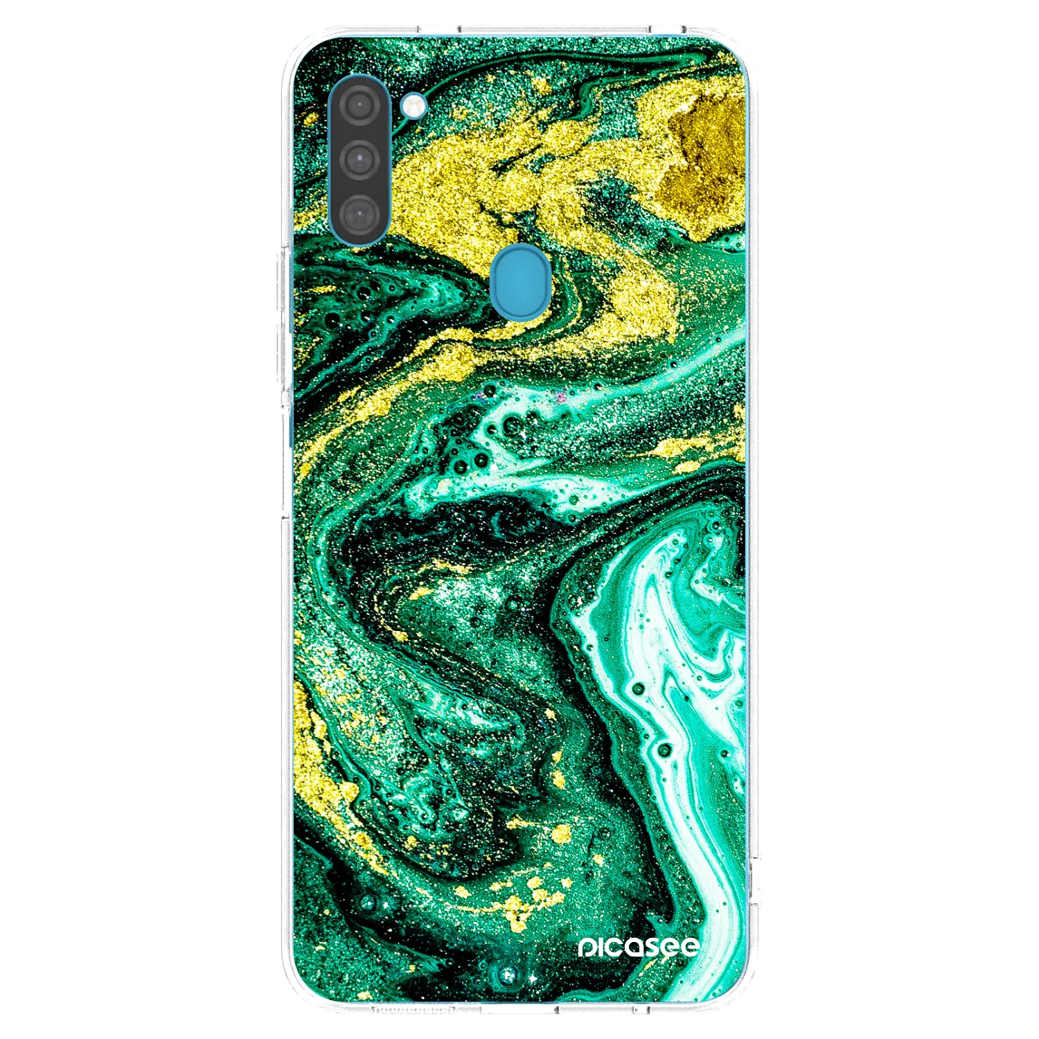 Picasee silikonski prozorni ovitek za Samsung Galaxy M11 - Green Gold