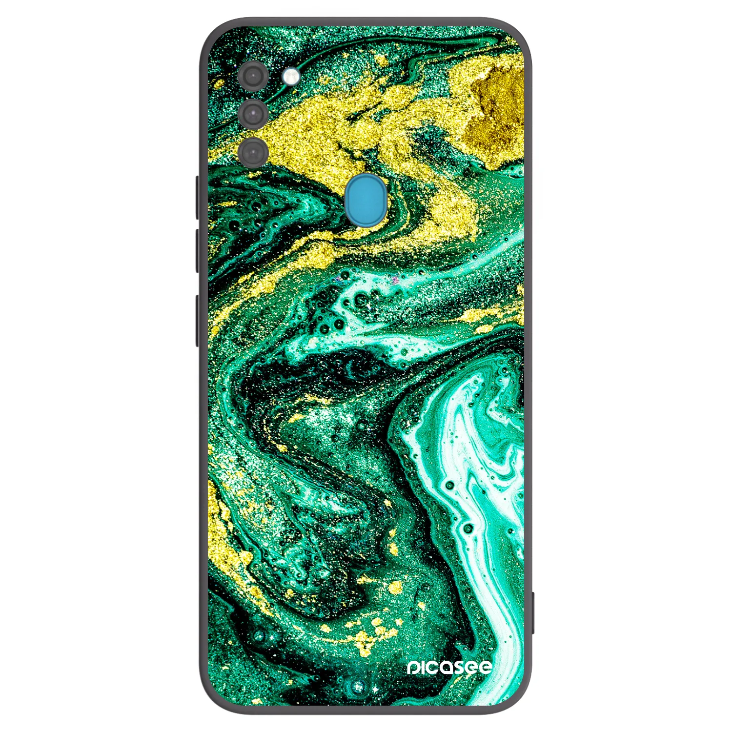 Picasee silikonski črni ovitek za Samsung Galaxy M11 - Green Gold