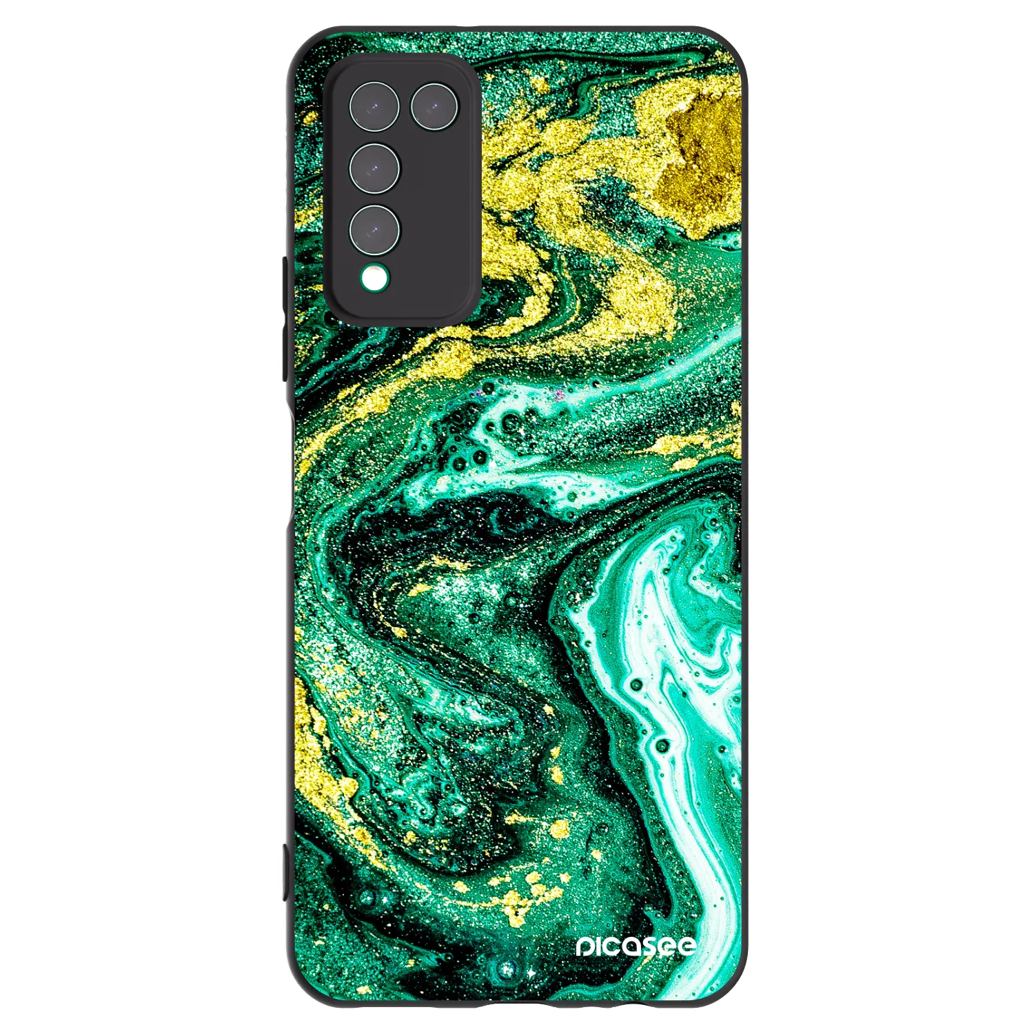 Picasee silikonski črni ovitek za Honor 10X Lite - Green Gold
