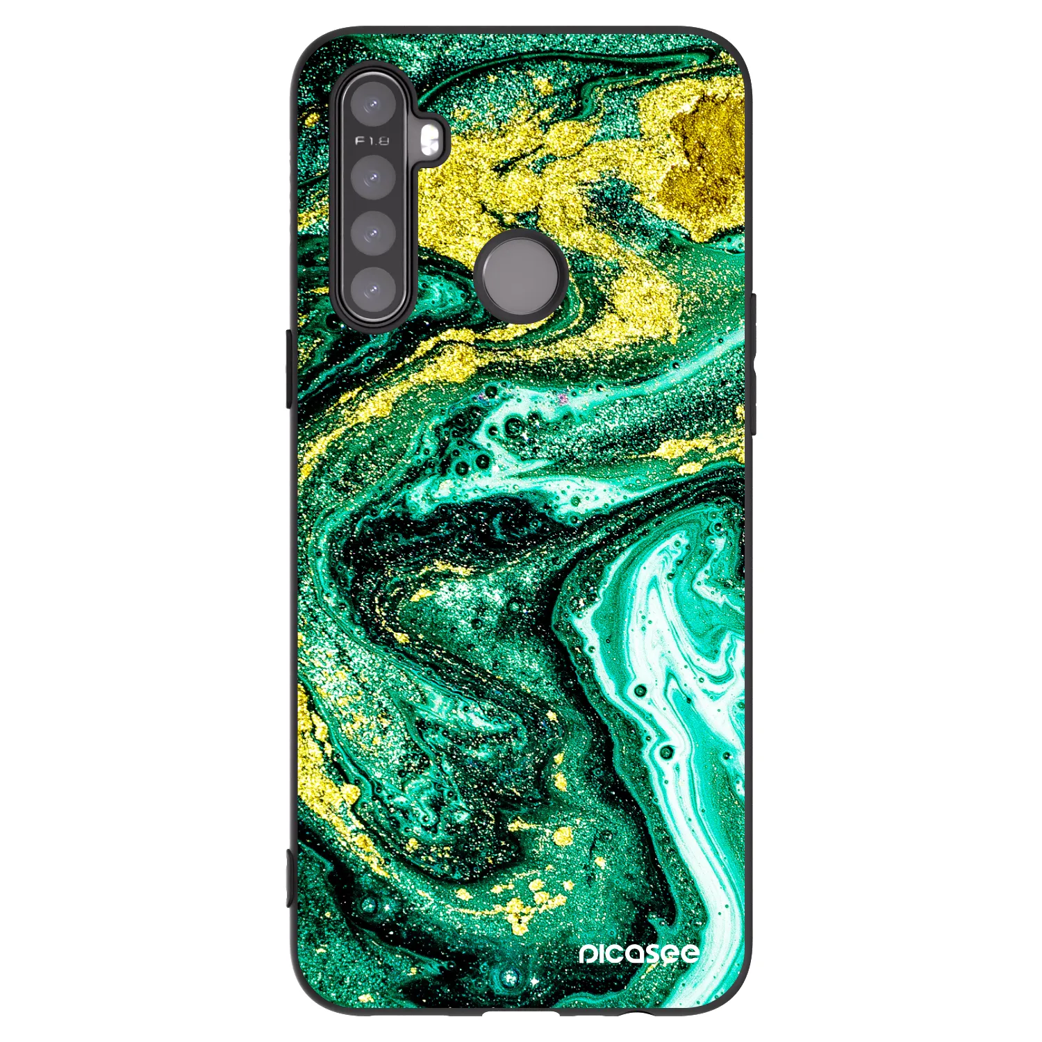 Picasee silikonski črni ovitek za Realme 6i - Green Gold