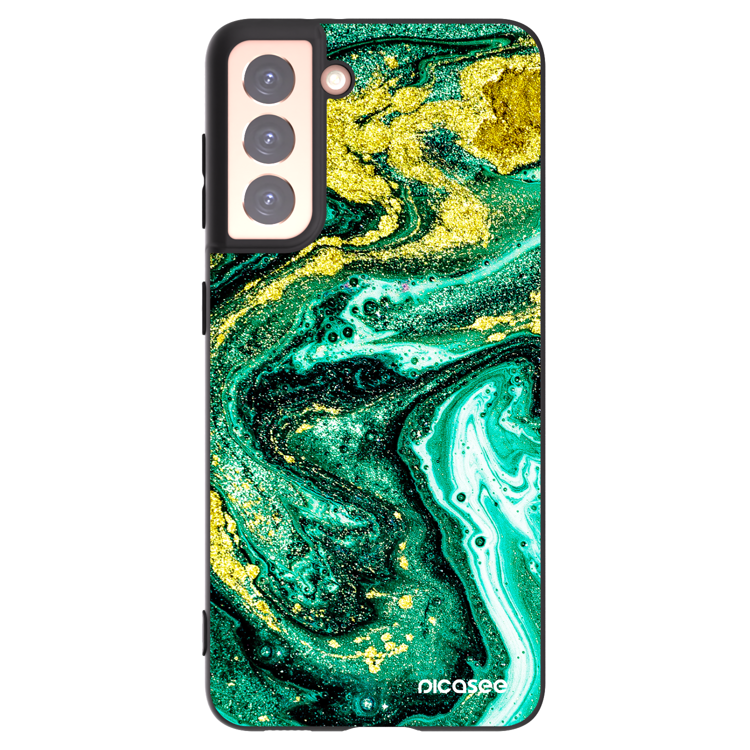 Picasee silikonski črni ovitek za Samsung Galaxy S21 5G G991B - Green Gold