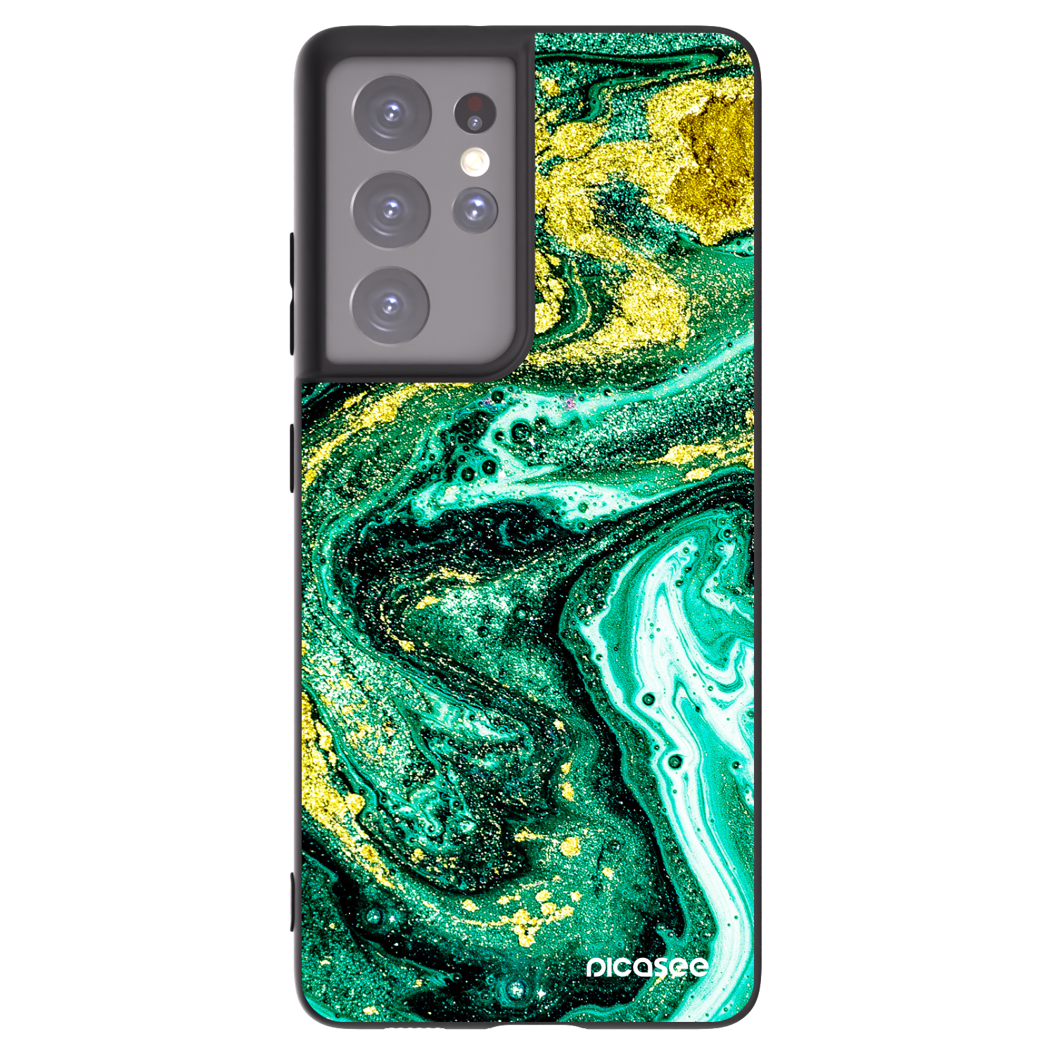 Picasee silikonski črni ovitek za Samsung Galaxy S21 Ultra 5G G998B - Green Gold